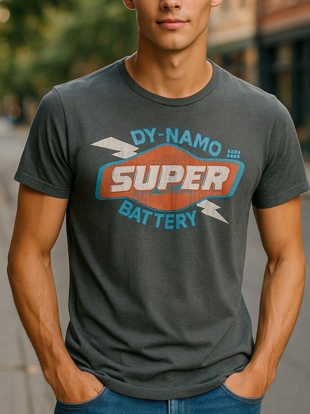 SUPERDRY JAPAN Gray Graphic Tee L Dynamo Retro Hip Hop Industrial Grunge Punk